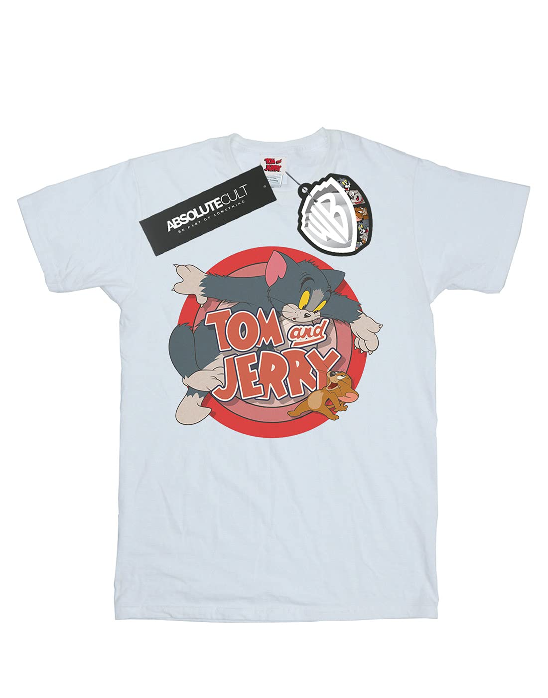 TOM and JERRY Classic Cartoon Boys T-Shirt for Kids Age 7-8 Years - White Cotton Tee for School, Playdates & Casual Wear