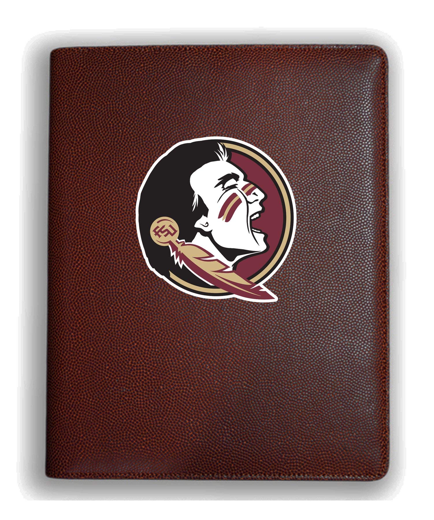 Florida State FSU Seminoles Leather Portfolio Padfolio - Genuine Football Leather Notebook Planner for Men & Women - Perfect for Office, Business Meetings & College Gifts (Brown)