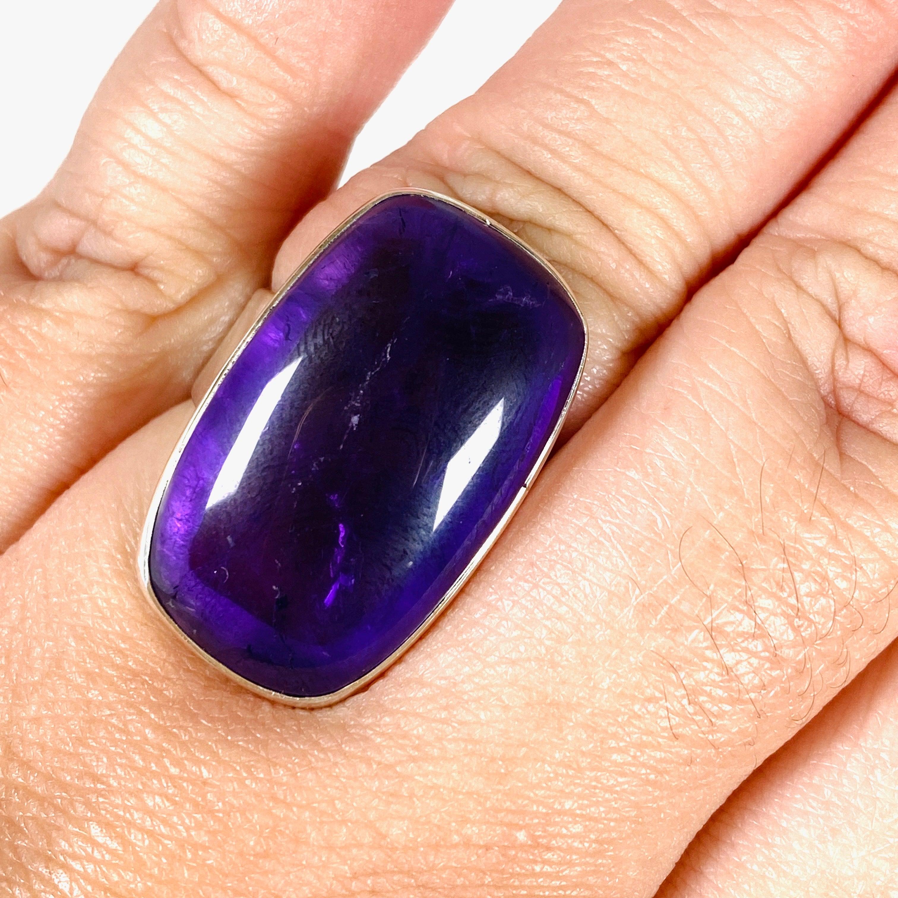 Amethyst Rectangular Ring for Women - Size 11 - KRGJ2949 - Elegant Purple Gemstone Jewelry for Everyday Wear & Special Occasions
