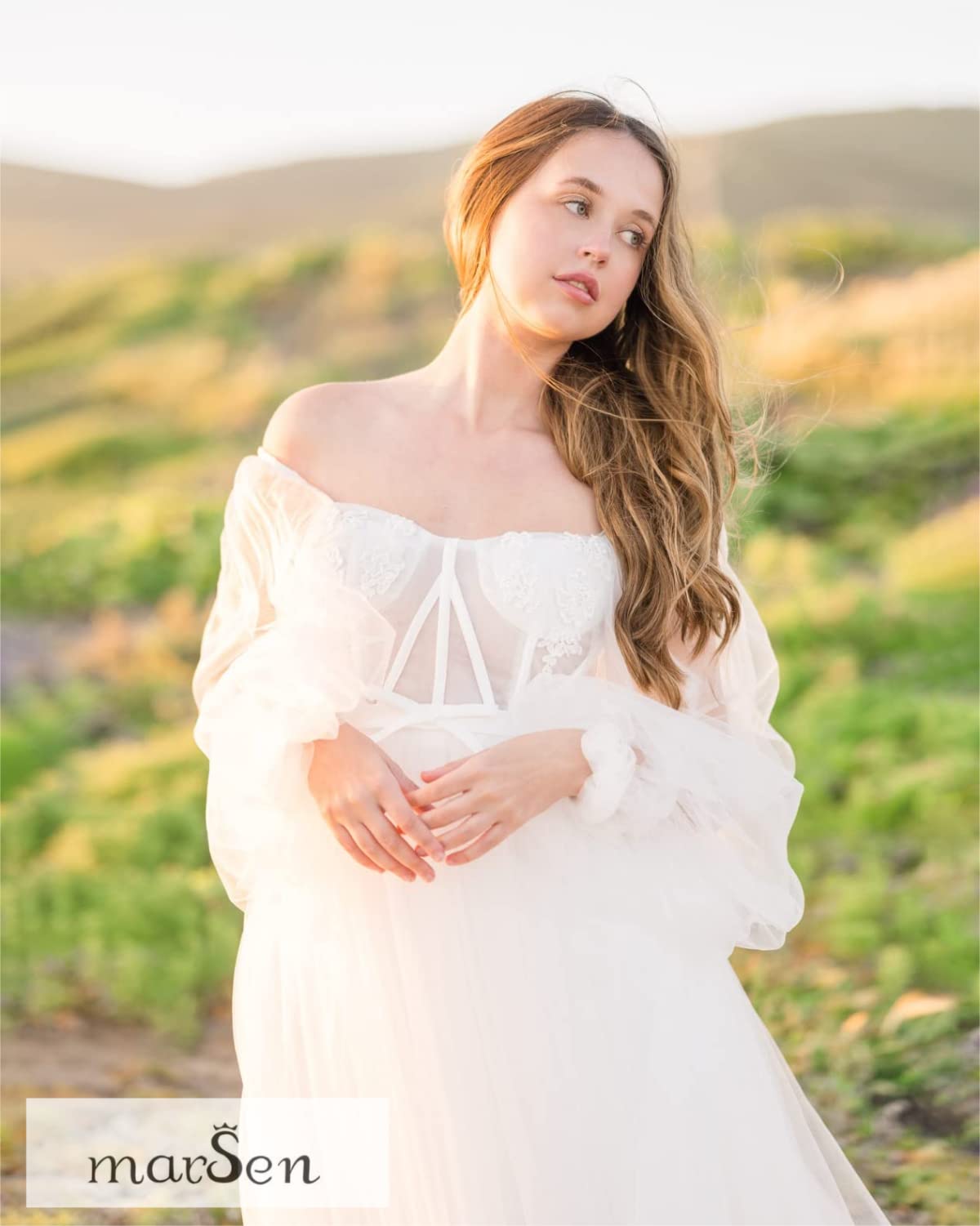 Elegant White Tulle Prom Dress with Long Sleeves & Corset - Women's Puffy Ball Gown Princess Dress for Formal Events, Weddings & Special Occasions