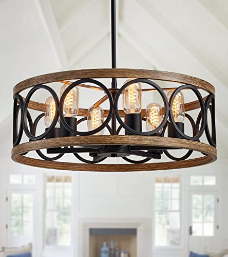 retro wood 6-Lights chandelier