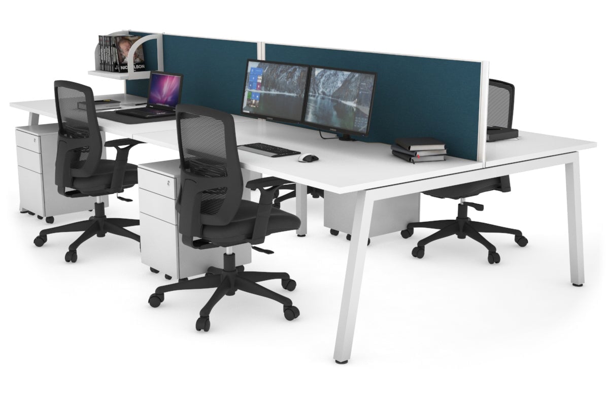 Quadro 4-Person Office Workstation Desk - 1800L x 800W with Cable Management Scallop - Ideal for Collaborative Workspaces, Home Offices & Coworking Spaces