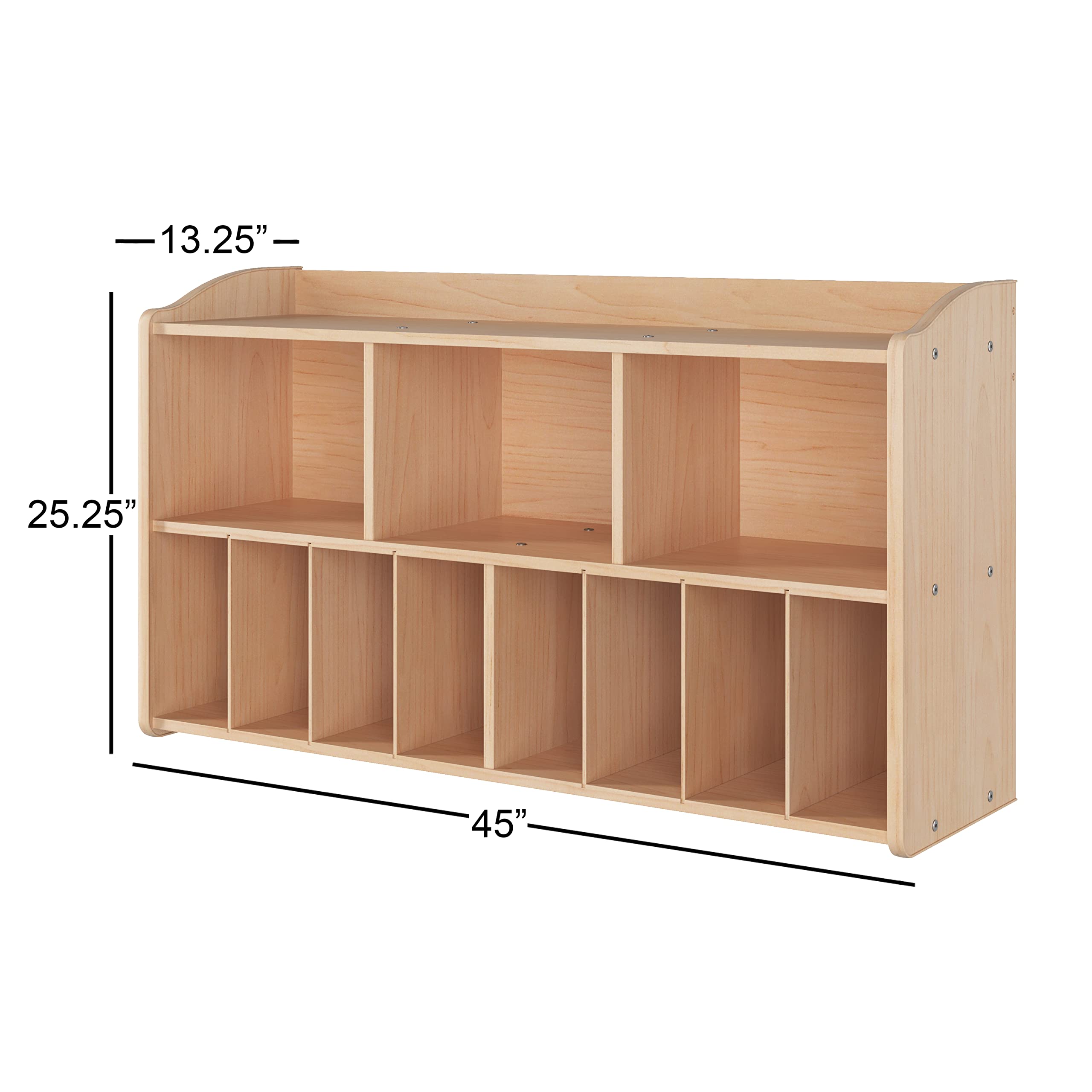 Foundations Serenity Wooden Diaper Organizer - 3 Large & 8 Small Storage Compartments for Daycares & Nurseries - Natural Wood Construction with Maximum Durability - Perfect for Baby Essentials Organization in Homes and Childcare Centers