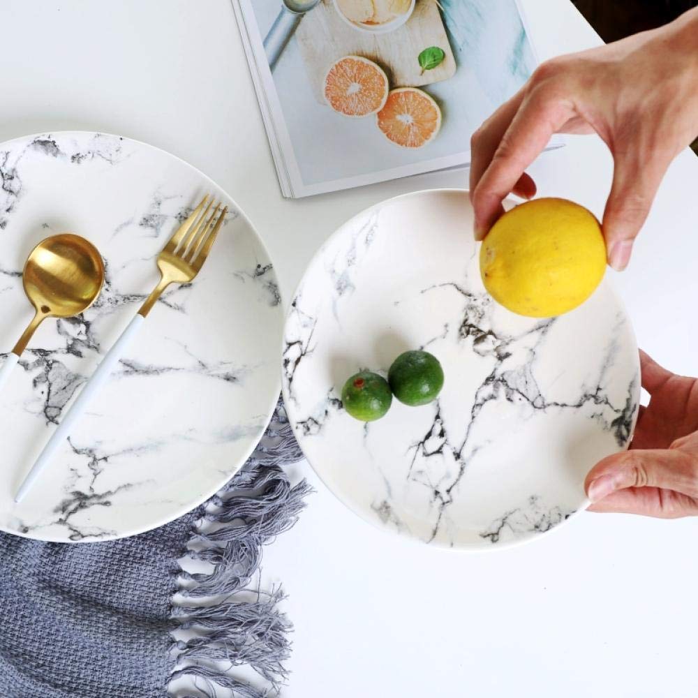10 Inch Marbled Ceramic Plate - Elegant Dinnerware for Steak, Home Decor & Table Setting - Perfect for Restaurants, Weddings & Everyday Use