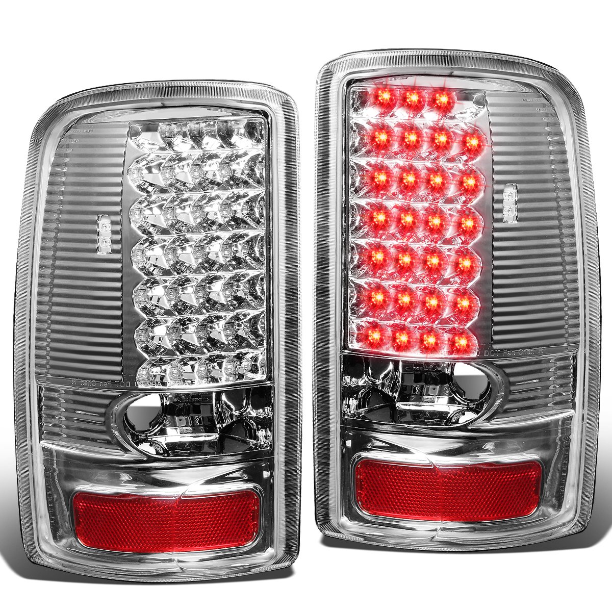 Auto Dynasty Full LED Tail Lights for 2000-2006 Chevy Tahoe Suburban 1500/2500 & GMC Yukon XL 1500/2500 - Chrome Housing Clear Lens Brake Lamps (Driver & Passenger Side) - Perfect for Night Driving, Car Upgrades & Enhanced Safety