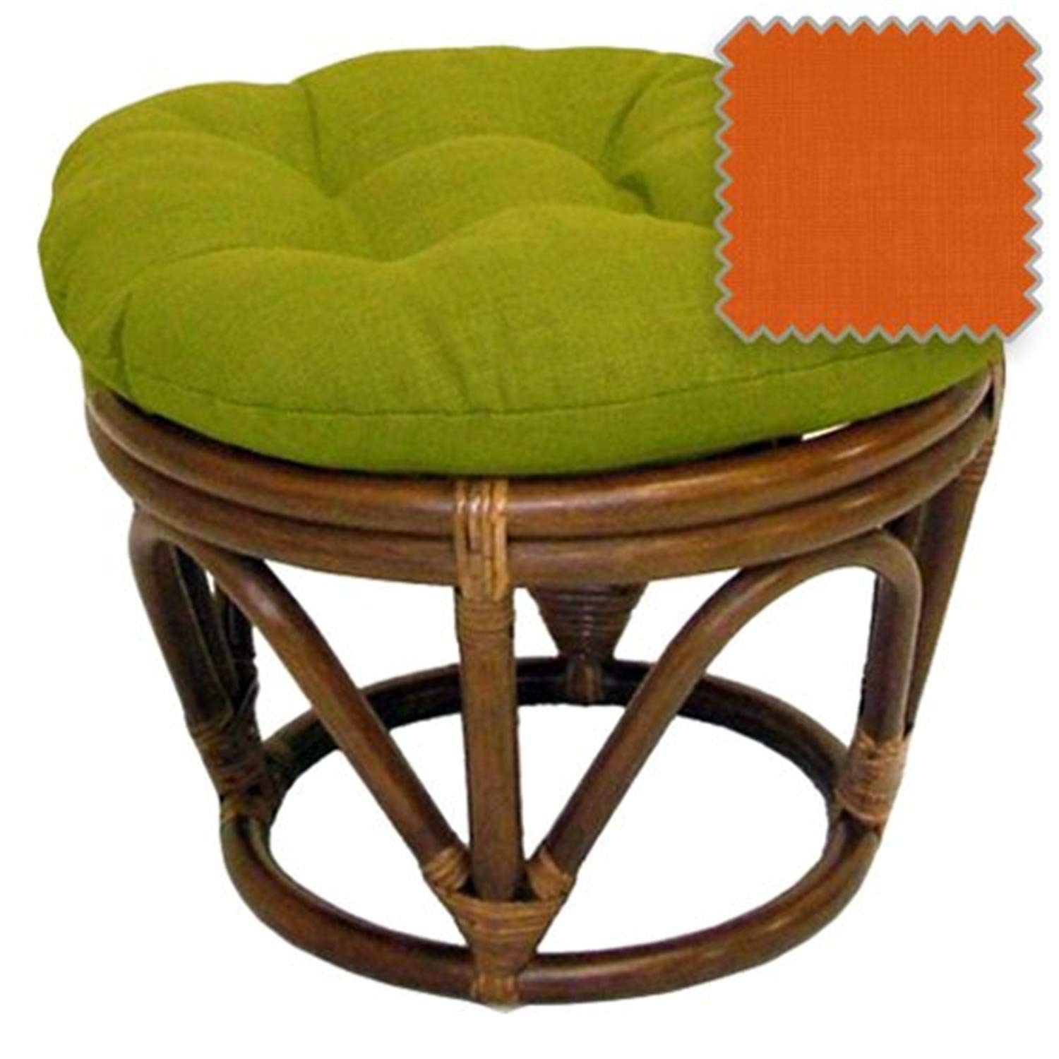 Stylish Rattan Ottoman with Outdoor Fabric Cushion - Perfect for Patio, Garden & Living Room Furniture Decor