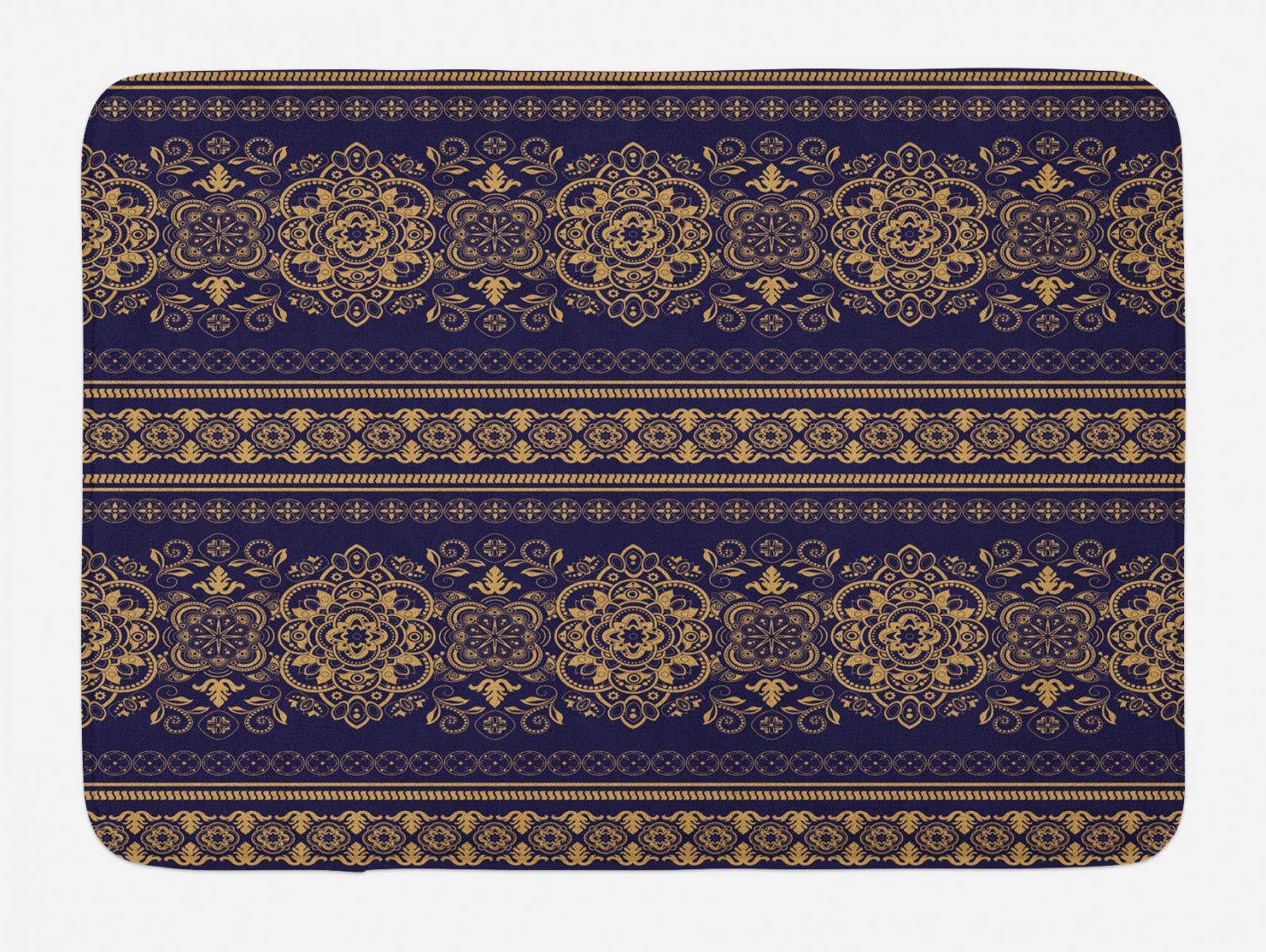 Ambesonne Non-Slip Turkish Bath Mat - Damask Medieval Floral Design with Rich Details, 30