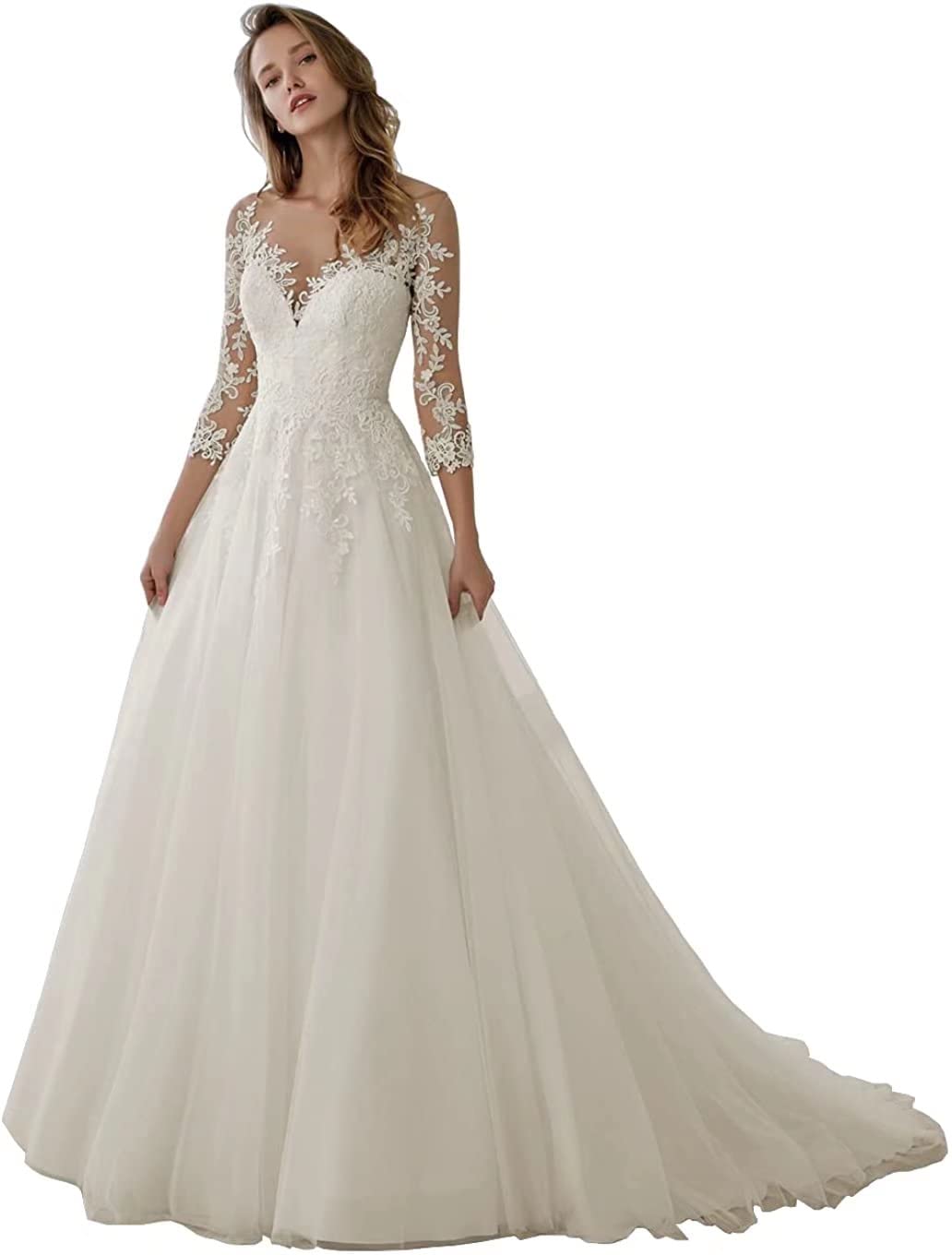 2022 Women's Lace Wedding Dresses | Elegant Bridal Gowns for Beach & Outdoor Weddings | Perfect for Bride, Ceremony & Reception