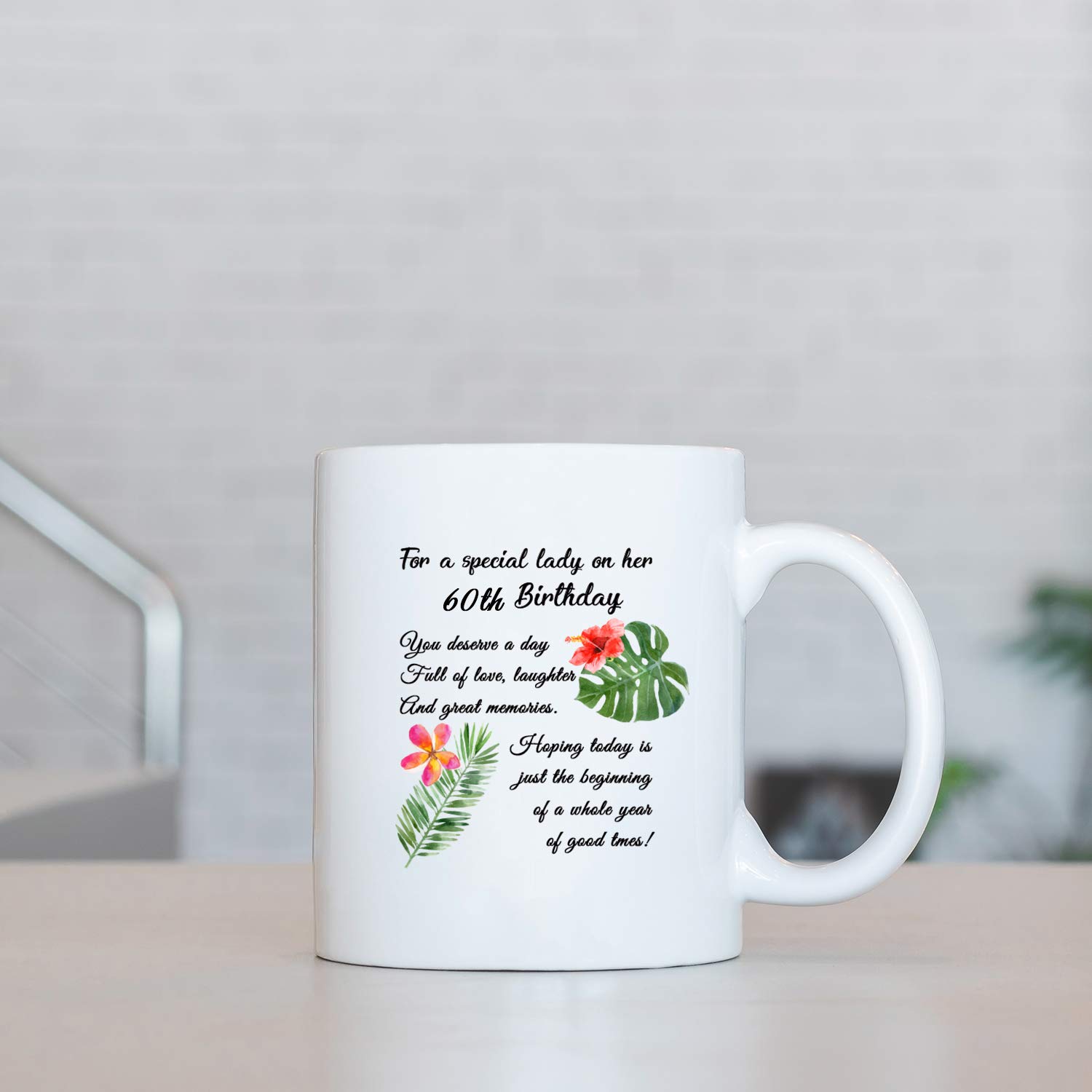 60th Birthday Coffee Mug for Women - 11 oz Ceramic Gift for Mom, Sister, Best Friend, Wife, Daughter - Perfect for Celebrating Milestone Birthdays & Special Occasions