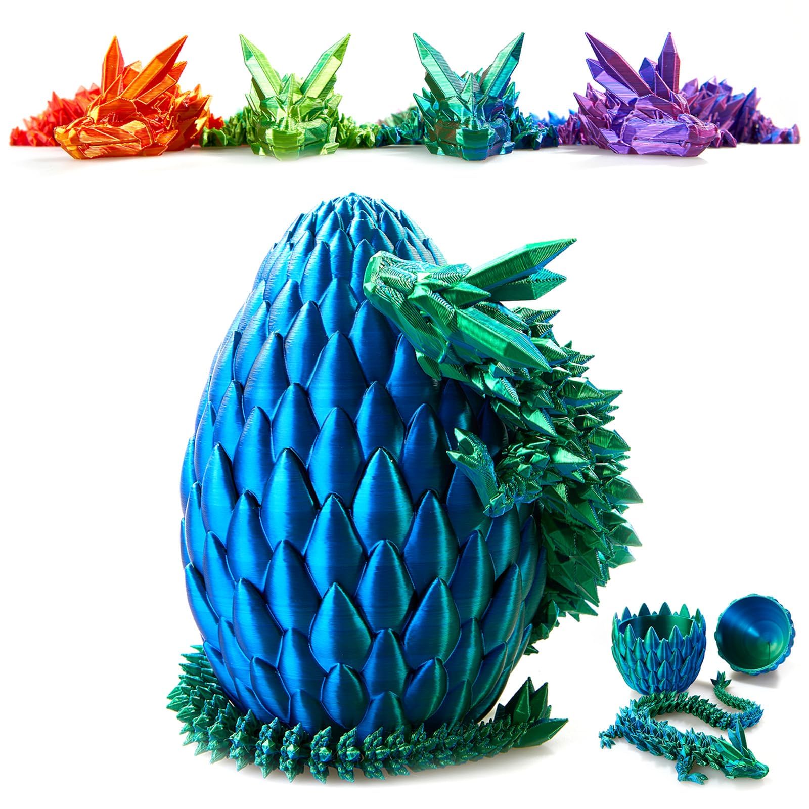 3D Printed Dragon Egg - 15 Inch Crystal Dragon Easter Egg, Fidget Toys for Kids & Adults, Unique Home Office Decor Gift for Christmas, Birthday - Perfect for Stress Relief, Party Favors, and Fantasy Collectibles