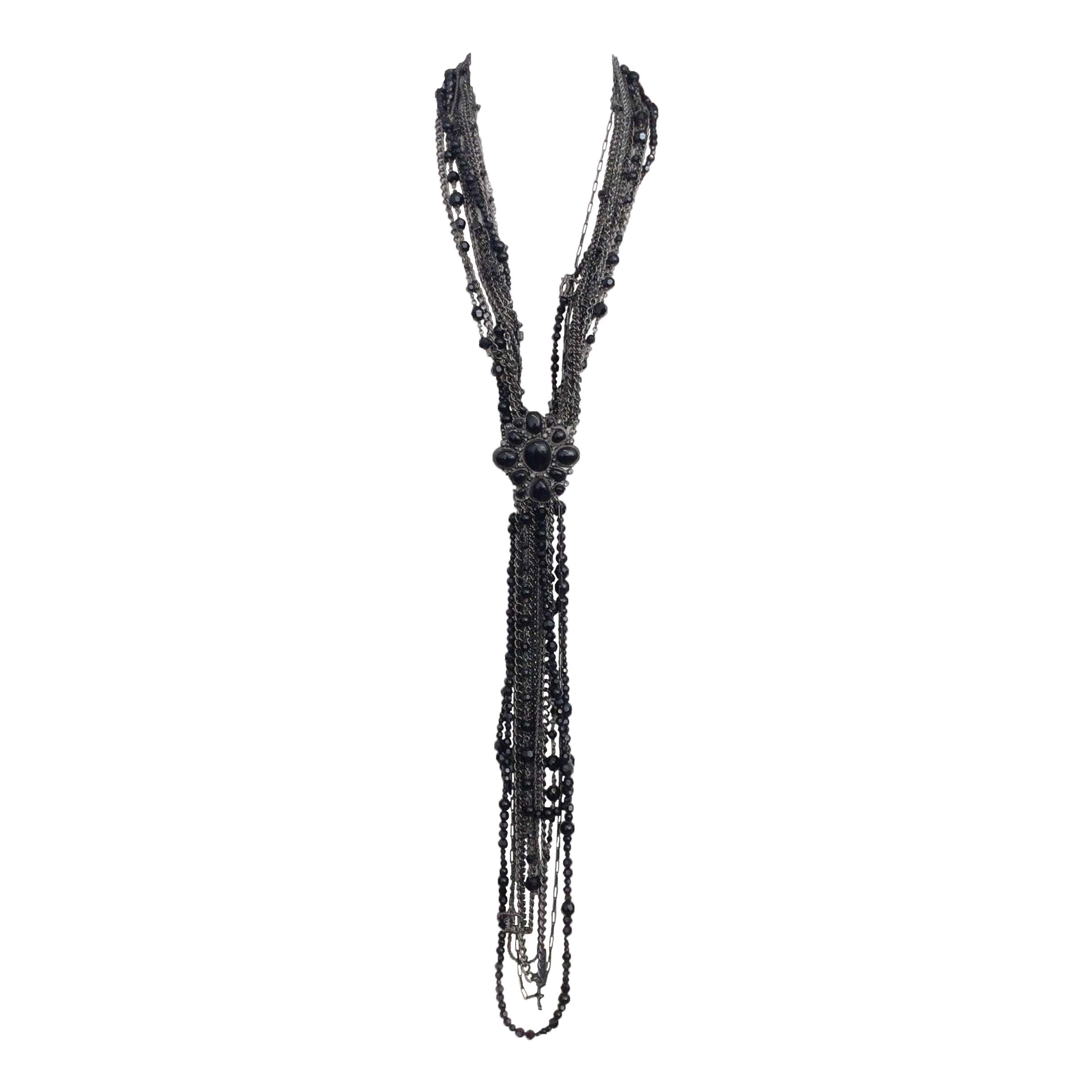 Chanel Black Multi Chain Beaded Strand Necklace - Luxury Fashion Jewelry for Women, Perfect for Parties, Weddings & Evening Events