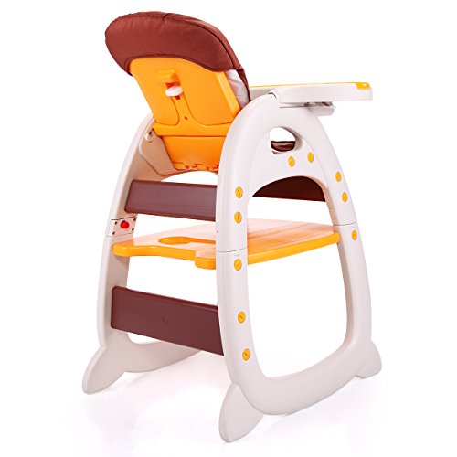 3 in 1 Convertible Baby High Chair with 5-Point Harness - Toddler Booster Seat, Play Table & Dining Chair - Includes 3-Position Tray & Cushion Mat - Perfect for Feeding, Playtime & Learning at Home