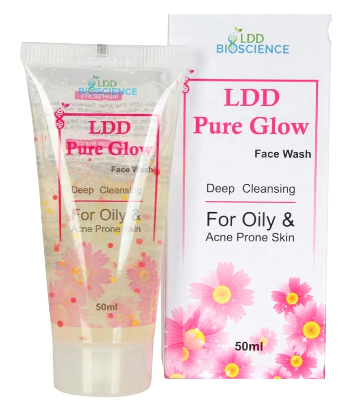 LDD Pure Glow Face Wash for Oily & Acne-Prone Skin - Gentle Cleanser with Natural Ingredients (Pack of 2) - Perfect for Daily Skincare Routine & Acne Treatment