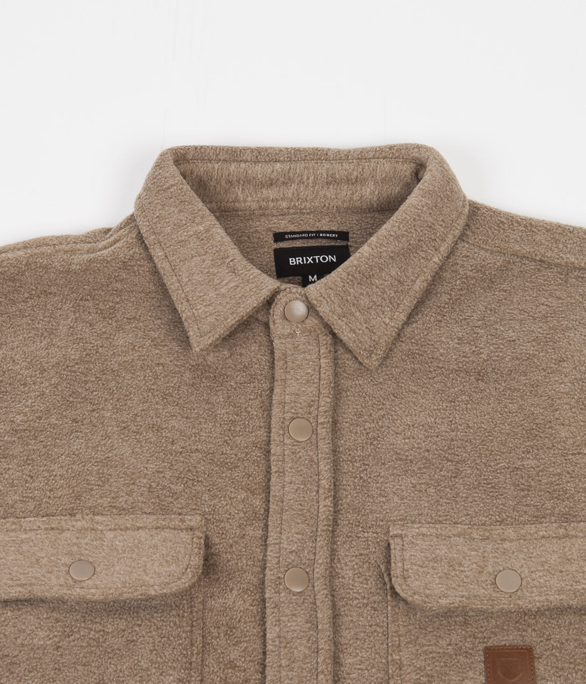 Brixton Bowery Fleece Long Sleeve Flannel Shirt for Men - Soft Warm Plaid Button-Up Shirt - Oatmeal Color - Perfect for Casual Wear, Outdoor Activities & Fall Layering