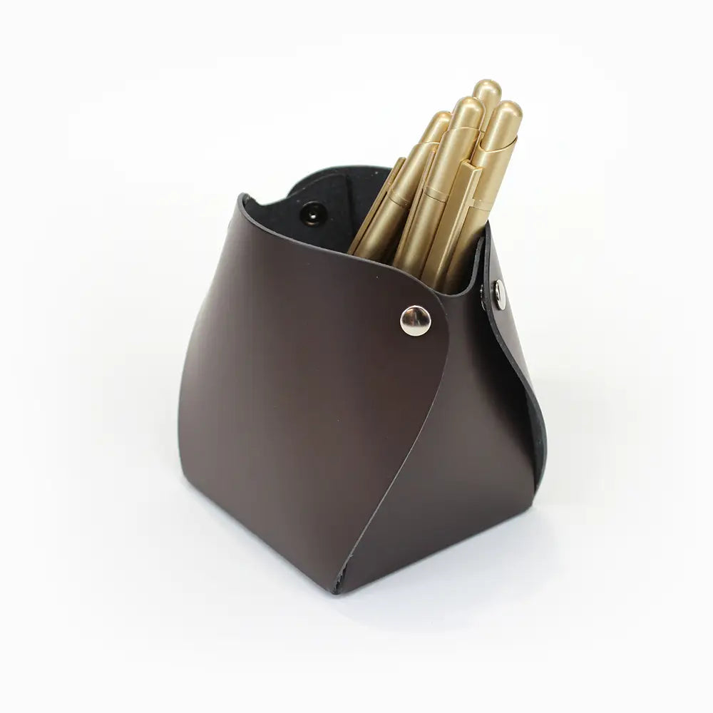 San Lorenzo Genuine Leather Pen Holder - Premium Desk Organizer for Office, Home & School Use