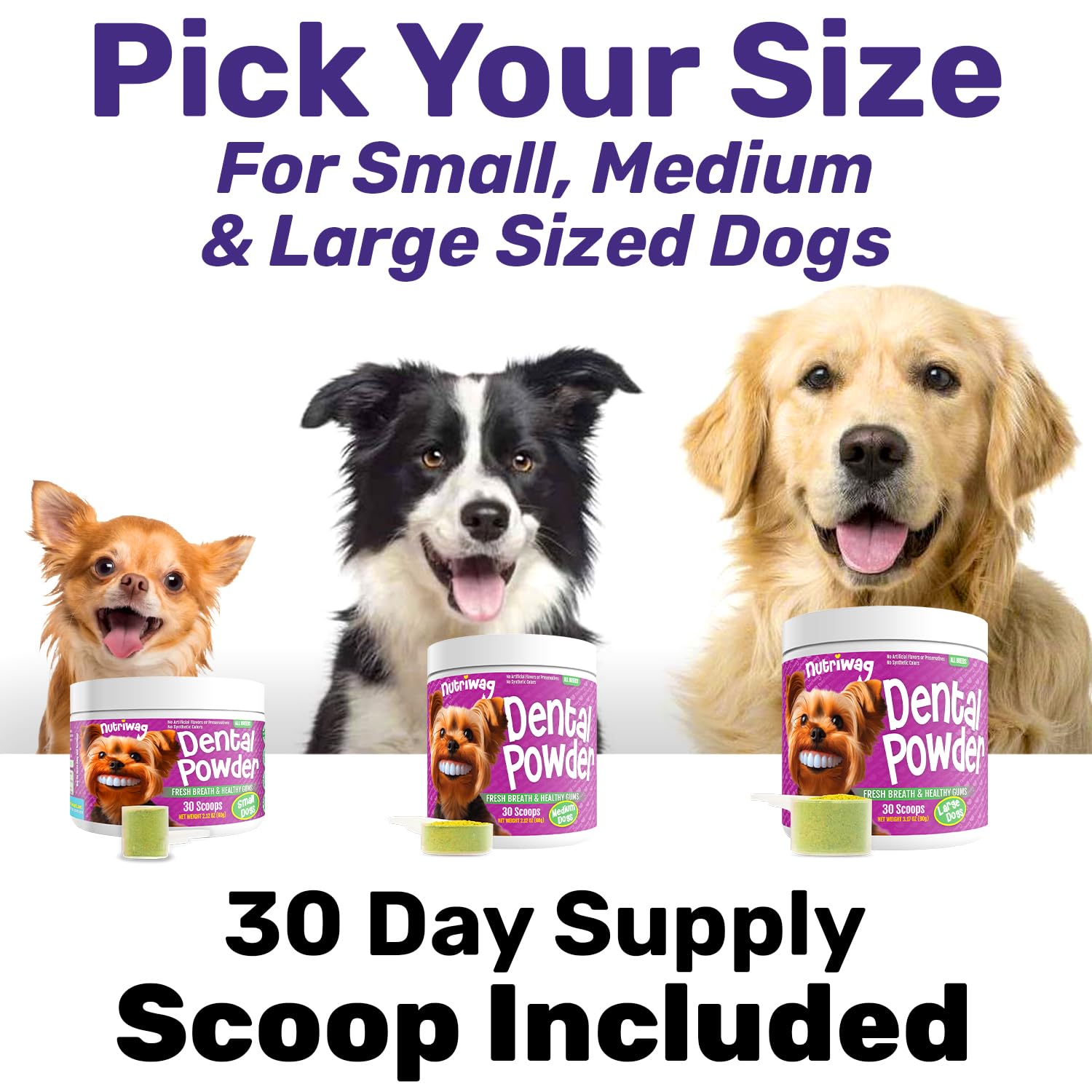 Natural Dental Powder for Dogs - Plaque & Tartar Control, Fresh Breath & Healthy Gums - No Brushing Needed - Ideal for Large Breed Dogs - Perfect for Daily Oral Care & Dental Hygiene Maintenance