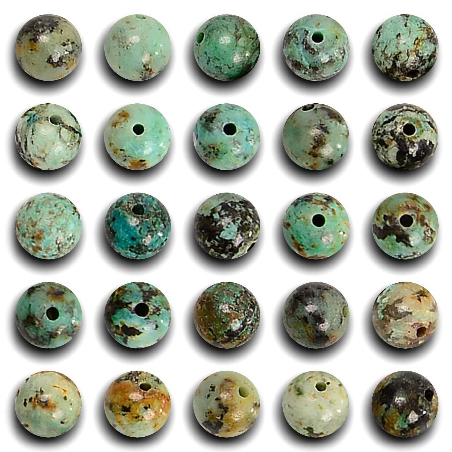 200pcs 4mm African Turquoise Loose Beads for Jewelry Making - Natural Semi-Precious Round Smooth Gemstone Spacer Beads & Charms for DIY Necklaces, Bracelets, Earrings - Perfect for Boho, Handmade & Fashion Jewelry Designs (African Turquoise, 4mm)