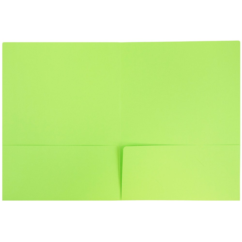 Premium Matte Cardstock Twin Pocket Folders - Lime Green (50-Pack) | Heavy Duty School & Office Supplies for Organizing Documents, Reports & Projects