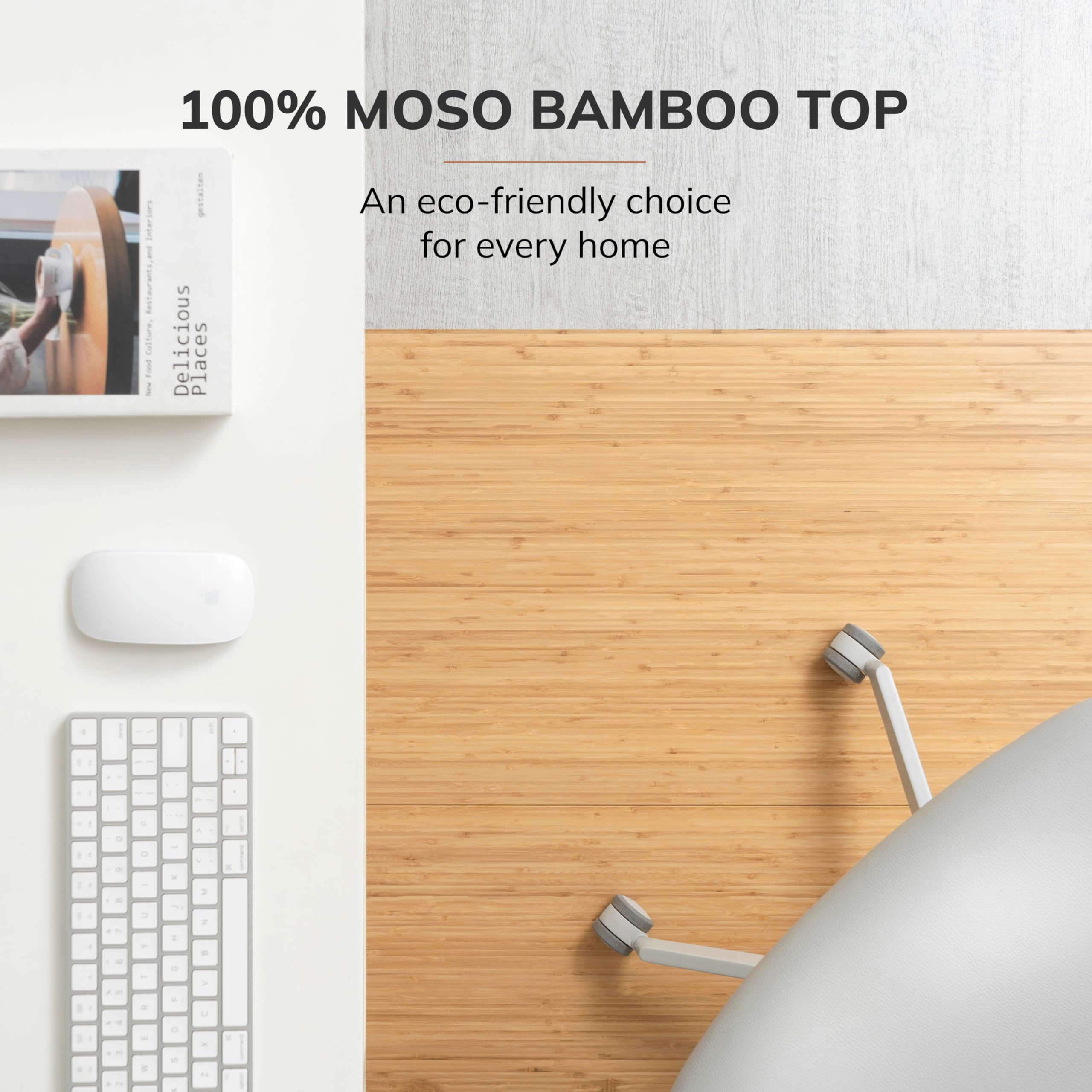 Premium Bamboo Chair Mat for Hardwood Floors - 12mm Thick, Anti-Slip & Heavy Duty - Office & Home Floor Protector for Desks, Workstations & Gaming Setups