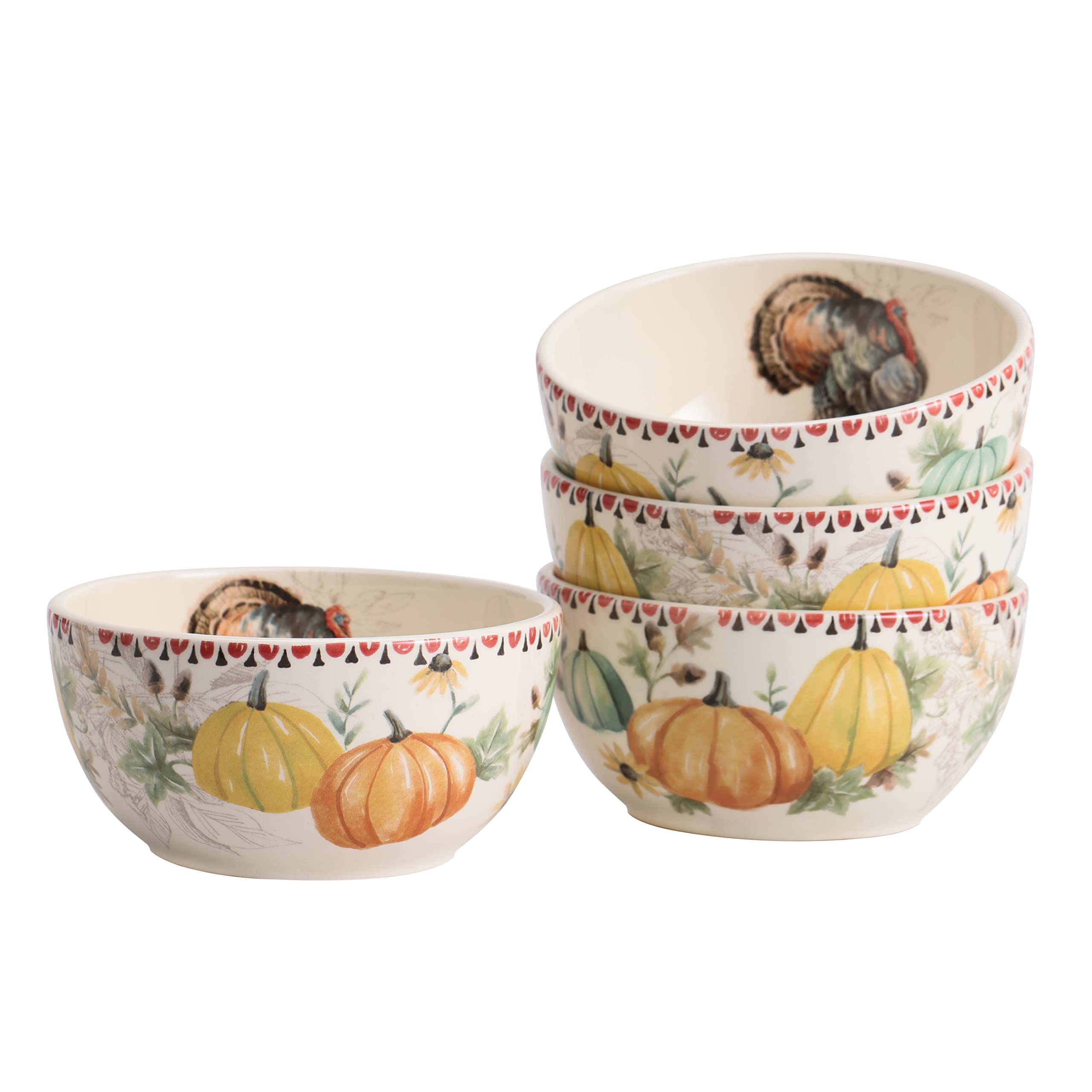 Bico Blessing Season 26oz Ceramic Bowls Set of 4 - Large Microwave & Dishwasher Safe Pasta, Salad, Soup & Cereal Bowls - Perfect for Family Dinners, Breakfast, Meal Prep & Entertaining