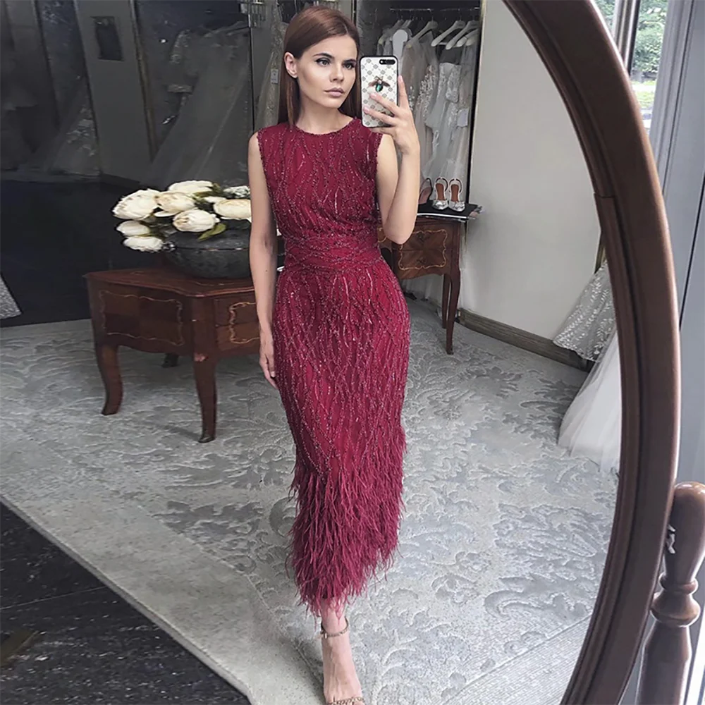 Elegant Black & White Feather Midi Evening Dress LA72076 - Perfect for Prom, Cocktail Party & Formal Events