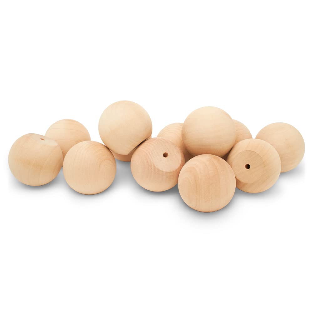 Natural Wood Drawer Pulls - 25 Pack, 2 Inch Round Unfinished Ball Knobs for Nursery Dresser & Cabinet - DIY Furniture Hardware for Kids Room, Kitchen Cabinets & Home Decor