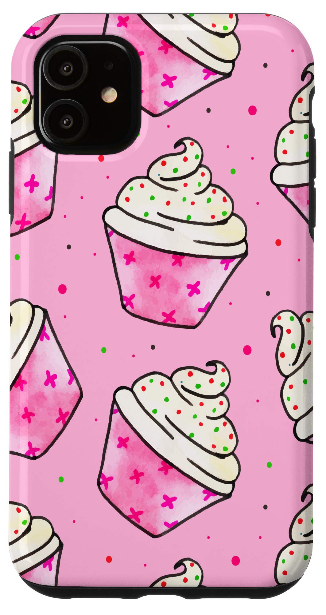 Cute Pink Cupcake iPhone 11 Case for Girls - Trendy Protective Phone Cover for School, Travel & Everyday Use