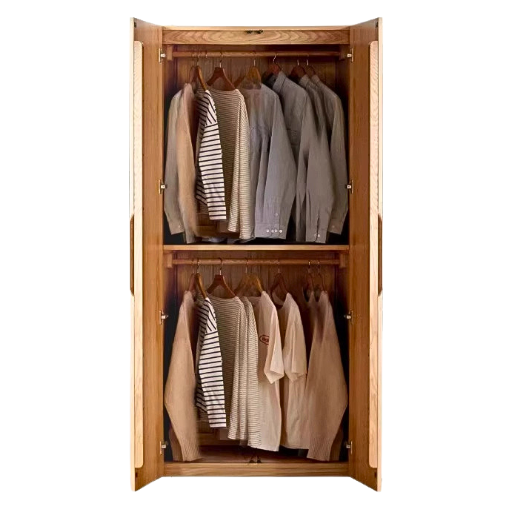 Solid Oak Wood Wardrobe - Premium Quality, Spacious Storage for Bedroom, Closet & Home Organization