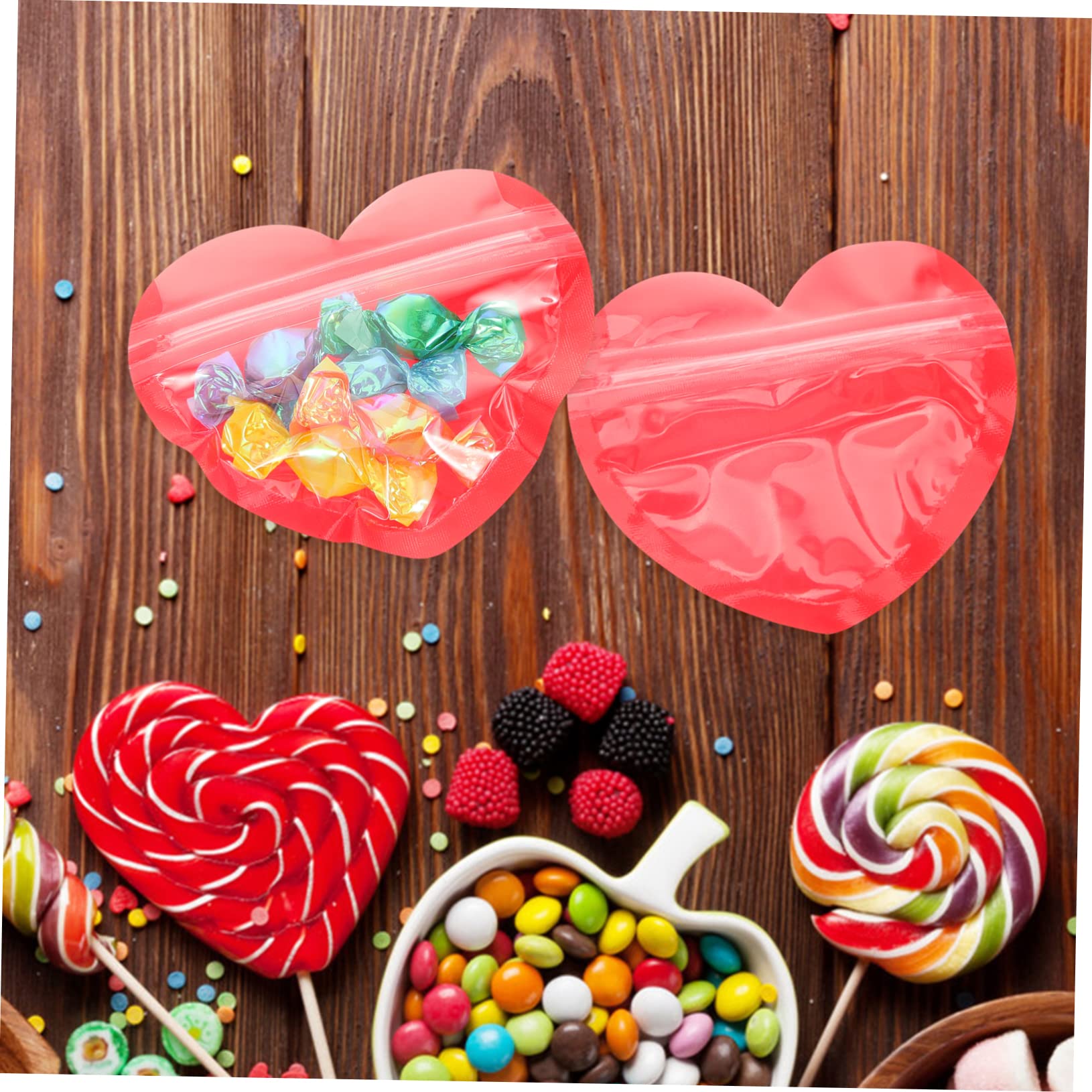 50 Pcs Heart Shaped Clear Cellophane Bags - Sealable Jewelry & Trinket Bags for Valentine's Day Gifts, Party Favors, Wedding Decorations
