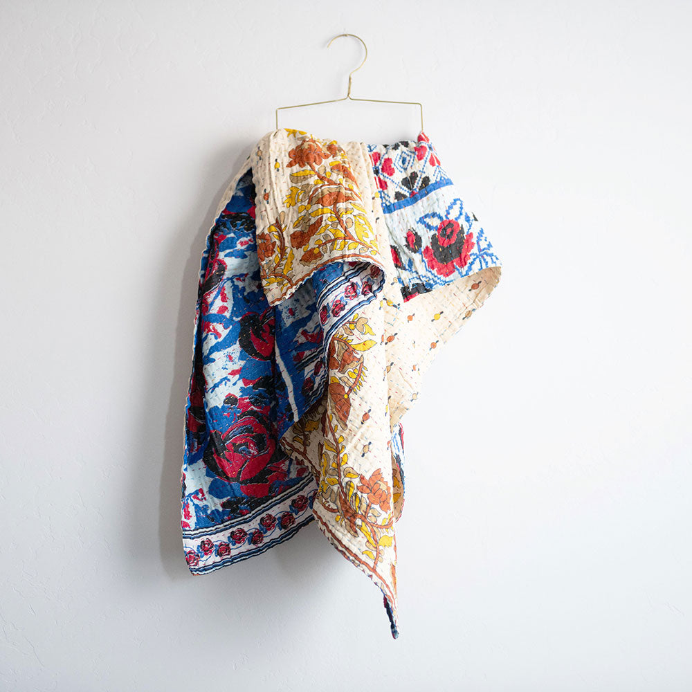 Soft Kantha Baby Blanket CB9070 - Handmade Cotton Swaddle Blanket for Newborns & Infants - Perfect for Nursery, Stroller, and Gift Giving
