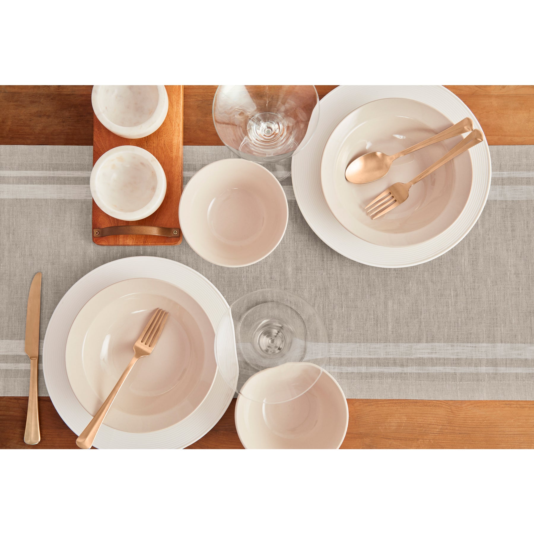 French Striped Table Runner - Elegant Dining Decor for Weddings, Parties & Home Decor | Cotton Linen Tablecloth for Farmhouse & Rustic Style