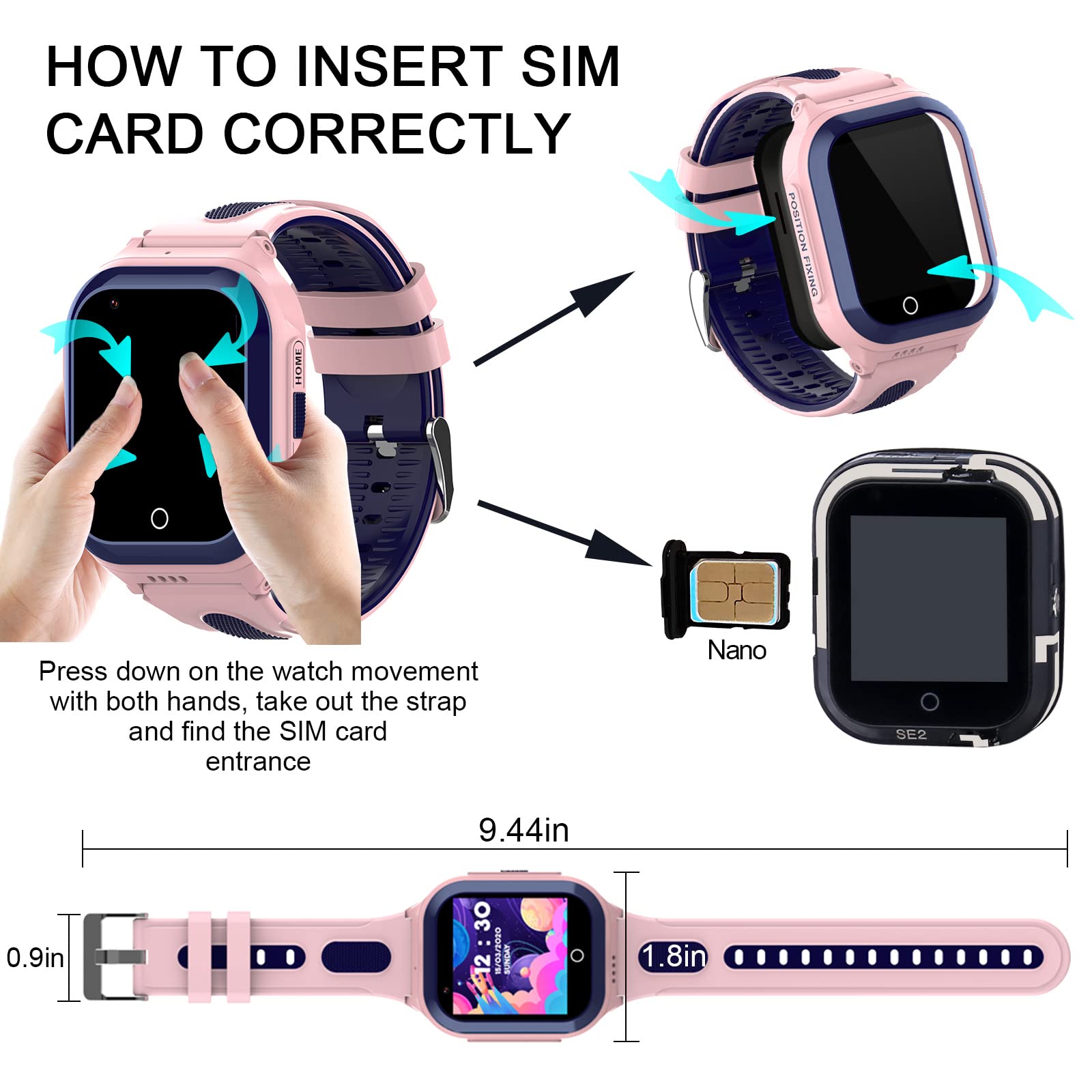 Wonlex 4G Kids Smartwatch with GPS, SIM Card & Temperature Monitor - 1.4