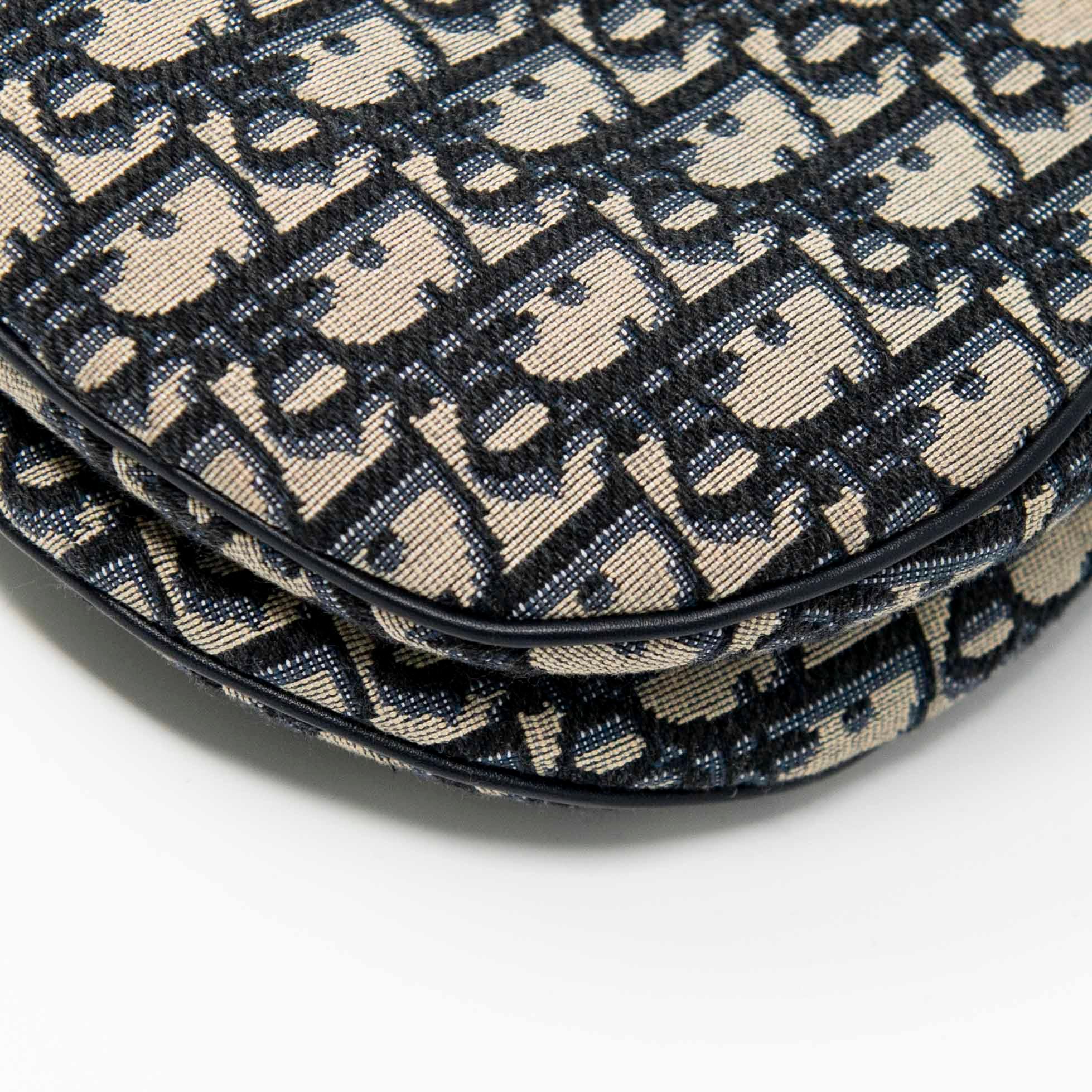 Dior Blue Oblique Medium Saddle Bag for Women | Luxury Designer Crossbody Handbag | Perfect for Date Night, Office & Travel