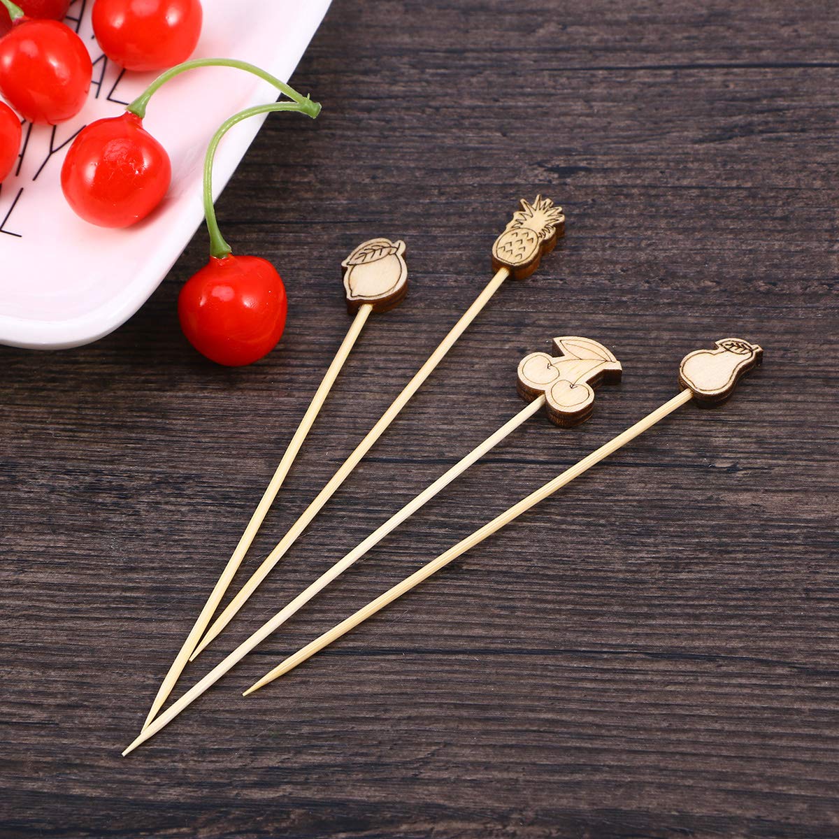 DOITOOL 100-Pack Disposable Wooden Dessert Forks - 12cm Assorted Fruit Picks for Cocktails, Appetizers, Party Supplies & Food Serving | Perfect for Weddings, BBQs, Picnics & Catering Events