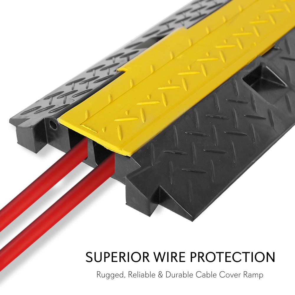 2 Channel Cable Cover Ramp Safety Track - Heavy Duty Cord Protector for Home, Office & Outdoor Use - Perfect for Wires, Cables & Extension Cords