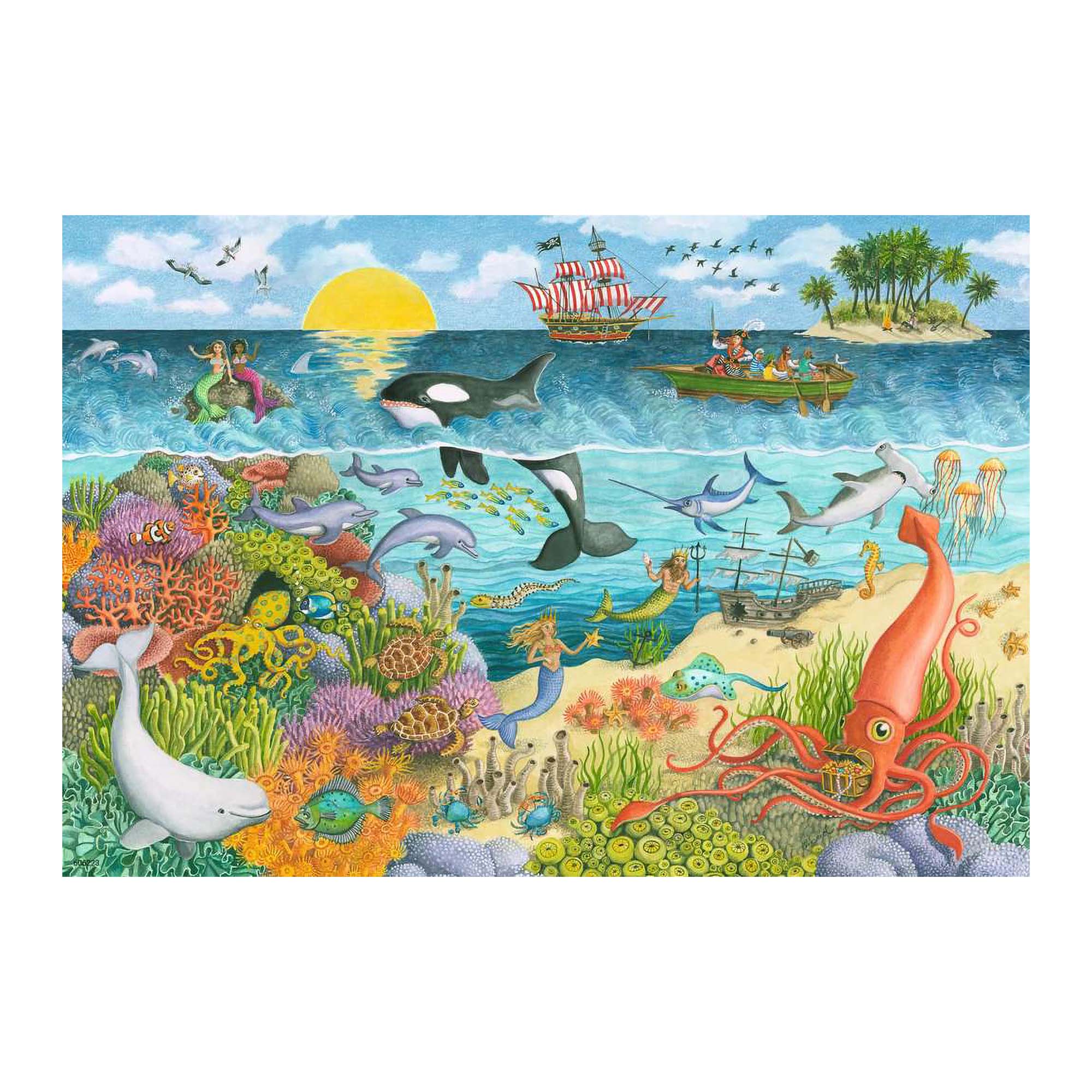 2-Pack 24-Piece Jigsaw Puzzles for Kids - Pirates & Mermaids Theme | Fun Learning Toys for Toddlers Ages 3-5 | Perfect for Birthday Gifts, Classroom Activities & Family Game Night
