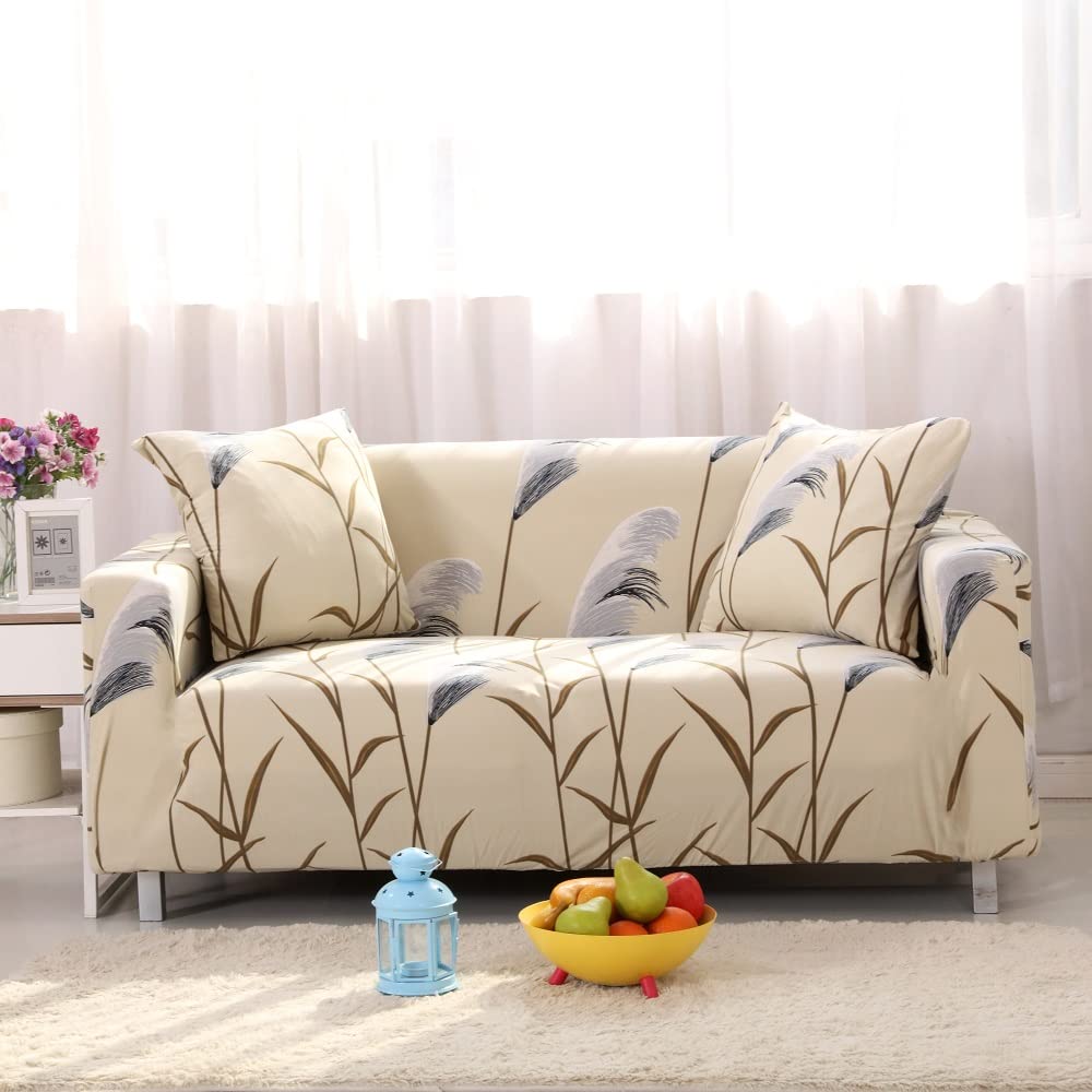 Lamberia Printed Stretch Sofa Slipcover for Couches & Loveseats - Reed Flying Pattern with 2 Free Pillow Covers | Perfect for Living Room, Bedroom & Home Decor Protection