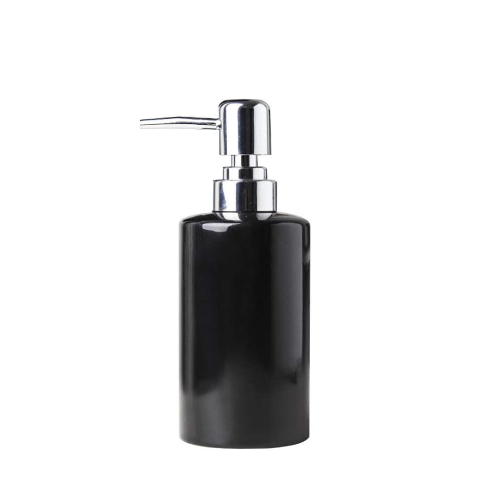 DOITOOL 1PCS Black Ceramic Soap Dispenser - Refillable Hand Soap Dispenser for Bathroom & Kitchen - Elegant Liquid Soap, Shampoo & Lotion Dispenser - Perfect for Home, Office & Hotel Use