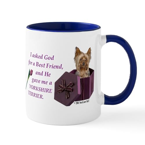 White/Navy Inside - God Gave Me A Yorkshire Terrier Mug ( Yorkie ) M