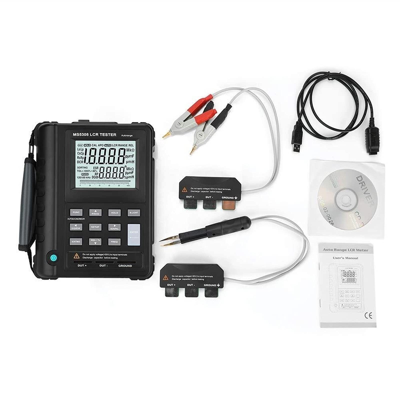 Walfront MS5308 Digital LCR Meter 100Khz - Portable Handheld Inductance Resistance Capacitance Tester with Dual LCD Display - Perfect for Electronics Repair, Circuit Testing, and Component Measurement