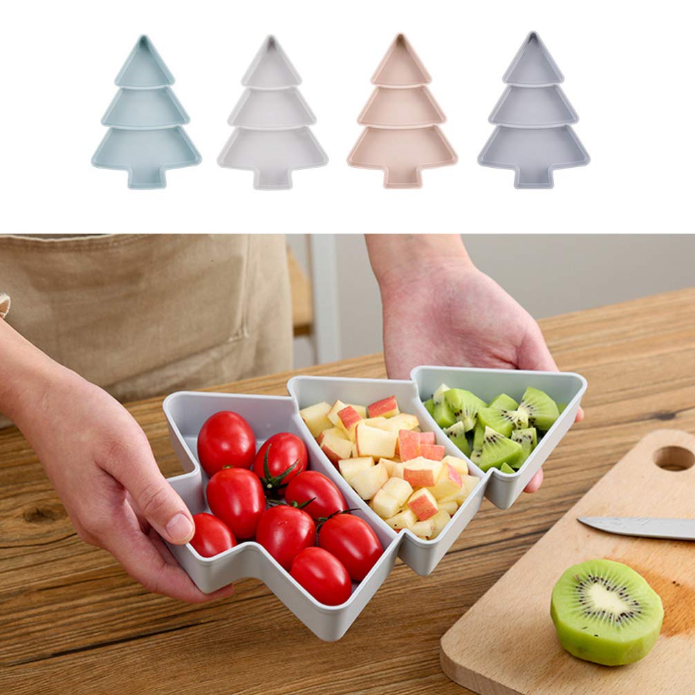 Christmas Tree Serving Platter - Pink Plastic Appetizer Tray for Snacks & Candy - Holiday Party Dinnerware for Festive Gatherings