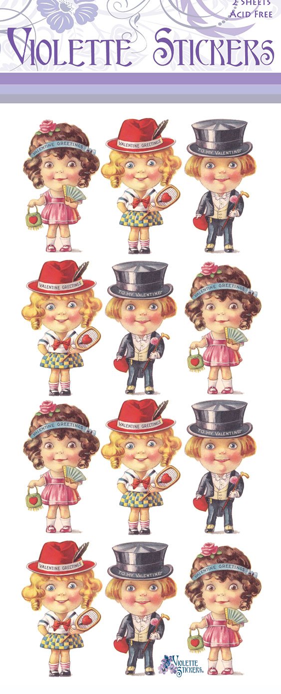 Valentine's Day Stickers for Kids - Violette Themed Decorative Stickers for Scrapbooking, Cards, and DIY Crafts