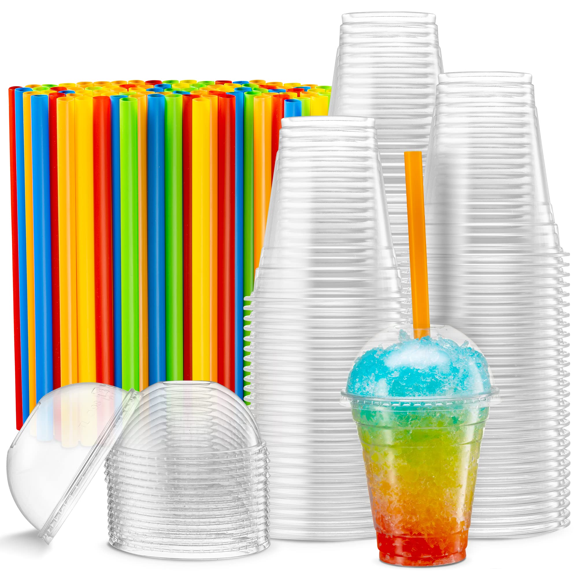 40 Sets - 20 Oz Crystal Clear PET Plastic Cups with Dome Lids & Straws for Iced Coffee, Cold Drinks, Milkshakes, Smoothies - Perfect for Parties, Restaurants, Cafes, and Takeout Services