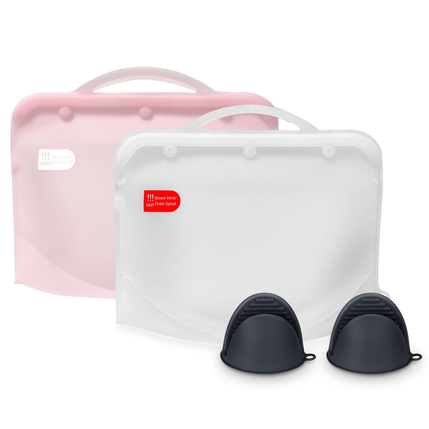 Reusable Silicone Microwave Steam Sterilizer Bag for Baby Bottles & Pump Parts - BPA-Free, Travel-Friendly Sterilizing Pouches for Toddler Accessories (Pink & White, 2-Pack) | Perfect for Home, Daycare & On-the-Go Use