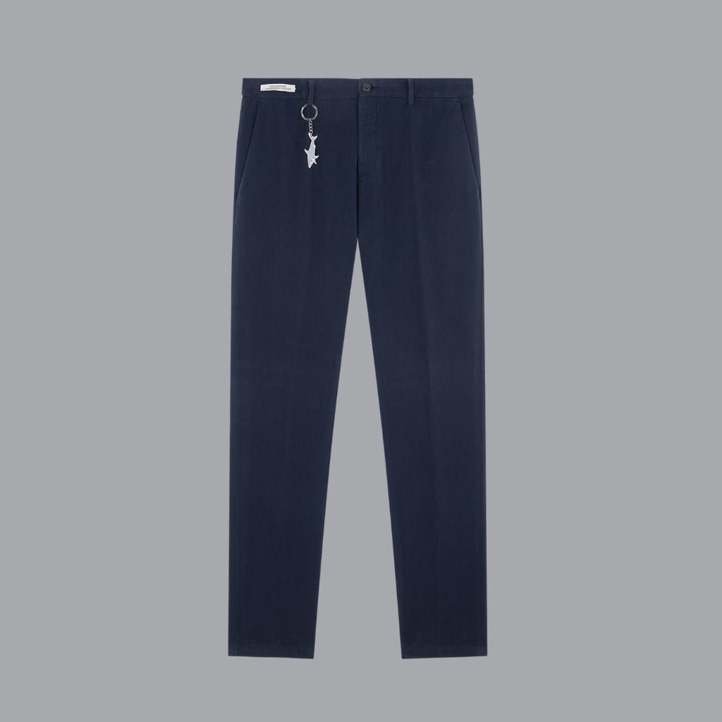 PAUL & SHARK Men's Cotton Cashmere Blend Chino Pants - Navy Blue Slim Fit Casual Trousers for Office, Travel & Everyday Wear