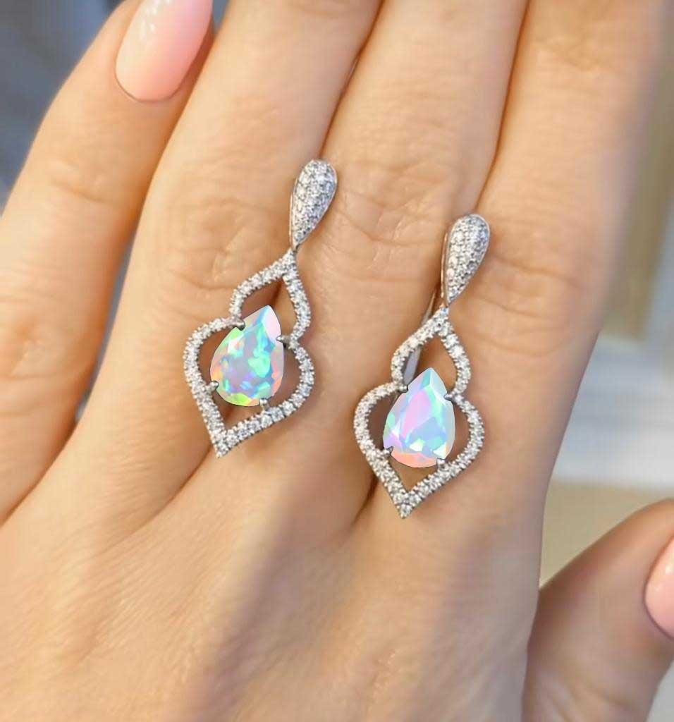 Natural Opal Stud and Drop Earrings for Women - Elegant Dangle Earrings for Party, Wedding & Everyday Wear