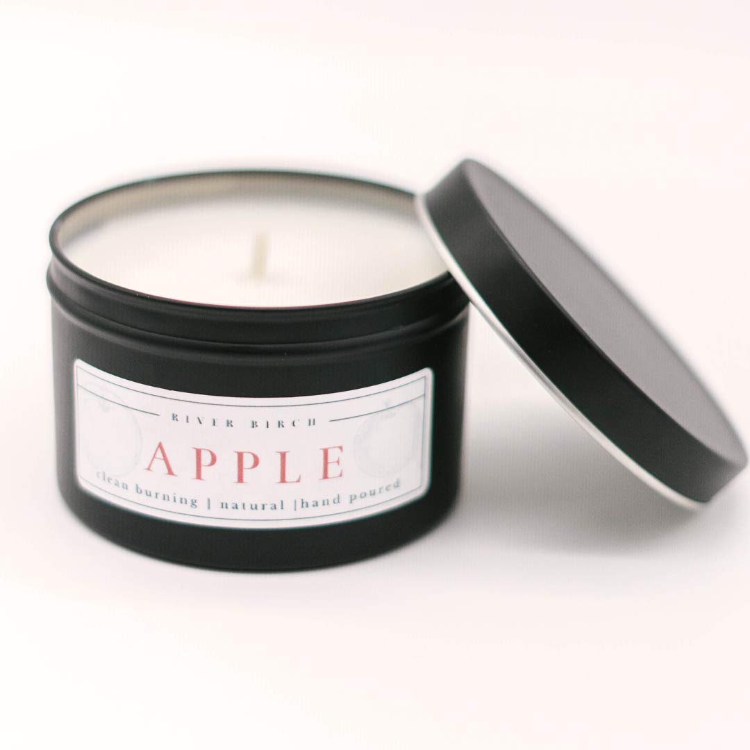 Premium Apple Scented Soy Candle - 8oz Natural Travel Tin for Home & Gifts