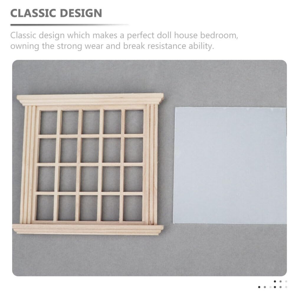 1:12 Scale Wooden Dollhouse Windows - Miniature Window Frames for Doll House Furniture Accessories | Realistic Wood Decor for DIY Dollhouse Projects, Room Displays & Collectible Miniatures