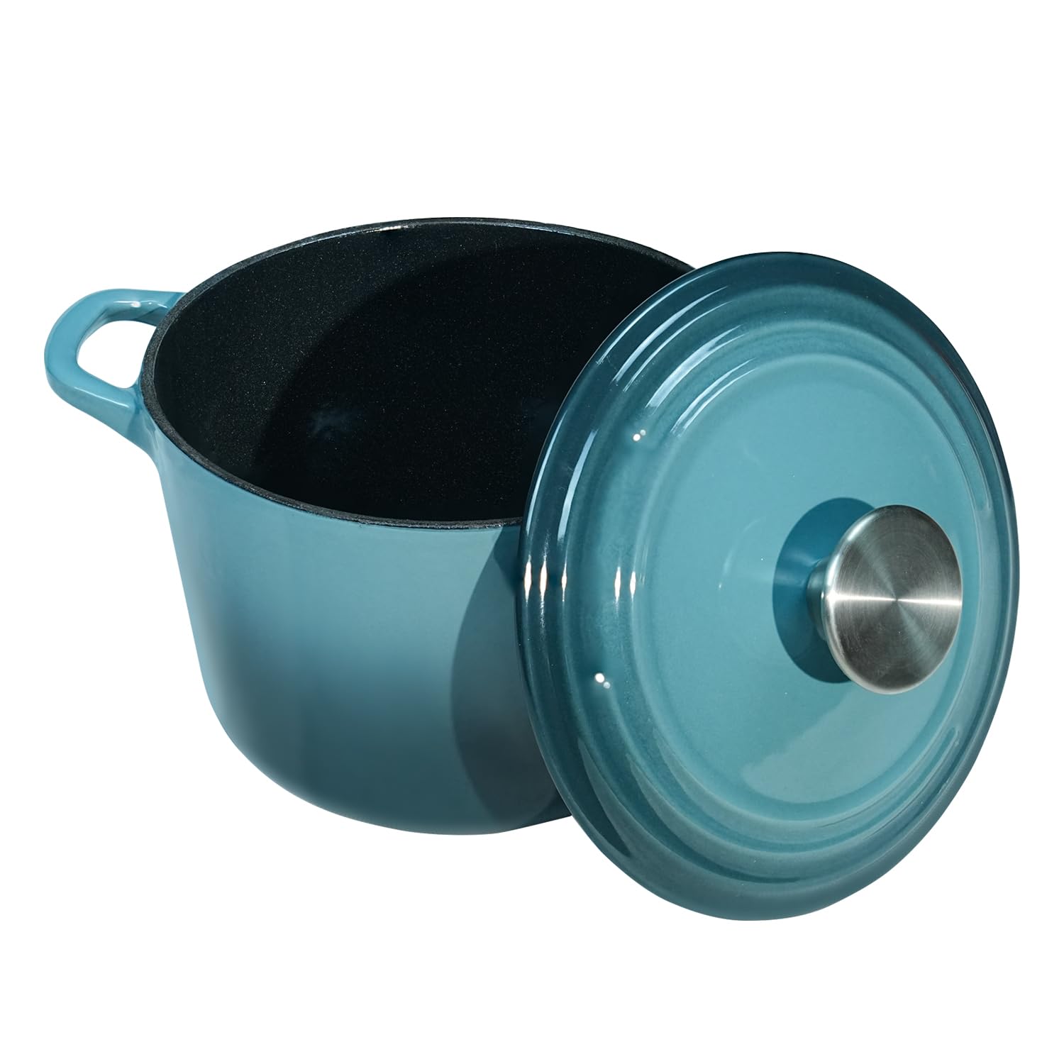 Premium 2.8 qt Enameled Cast Iron Dutch Oven with Lid - Slate Blue Bread Baking Pot, Rice Cooker & Stew Pot with Heat-Resistant Handles | Perfect for Oven, Stovetop & Camping Cooking