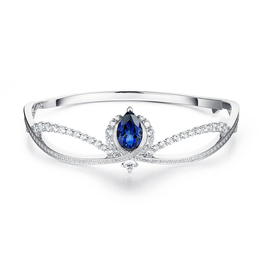 Luxury Pear Shaped Sapphire Bangle Bracelet - Endless Blue Collection | Elegant Jewelry Gift for Women, Perfect for Weddings & Special Occasions